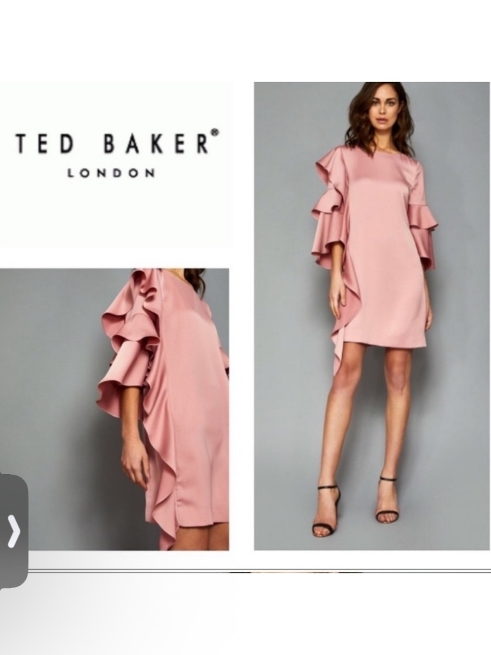 Ted Baker Rose-Pink Ruffle Detail Dress
